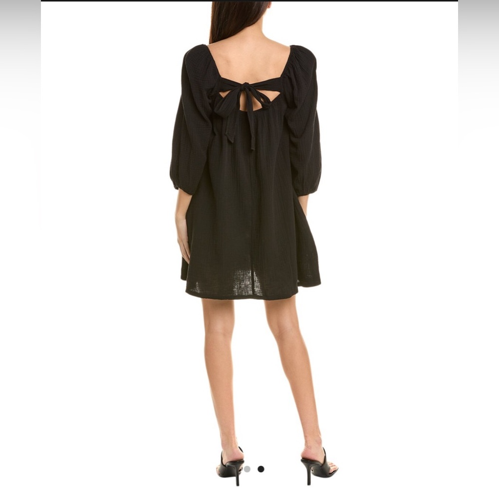 NATION LTD - Black gauze Carter Square Neck Mini Dress. Size Large
